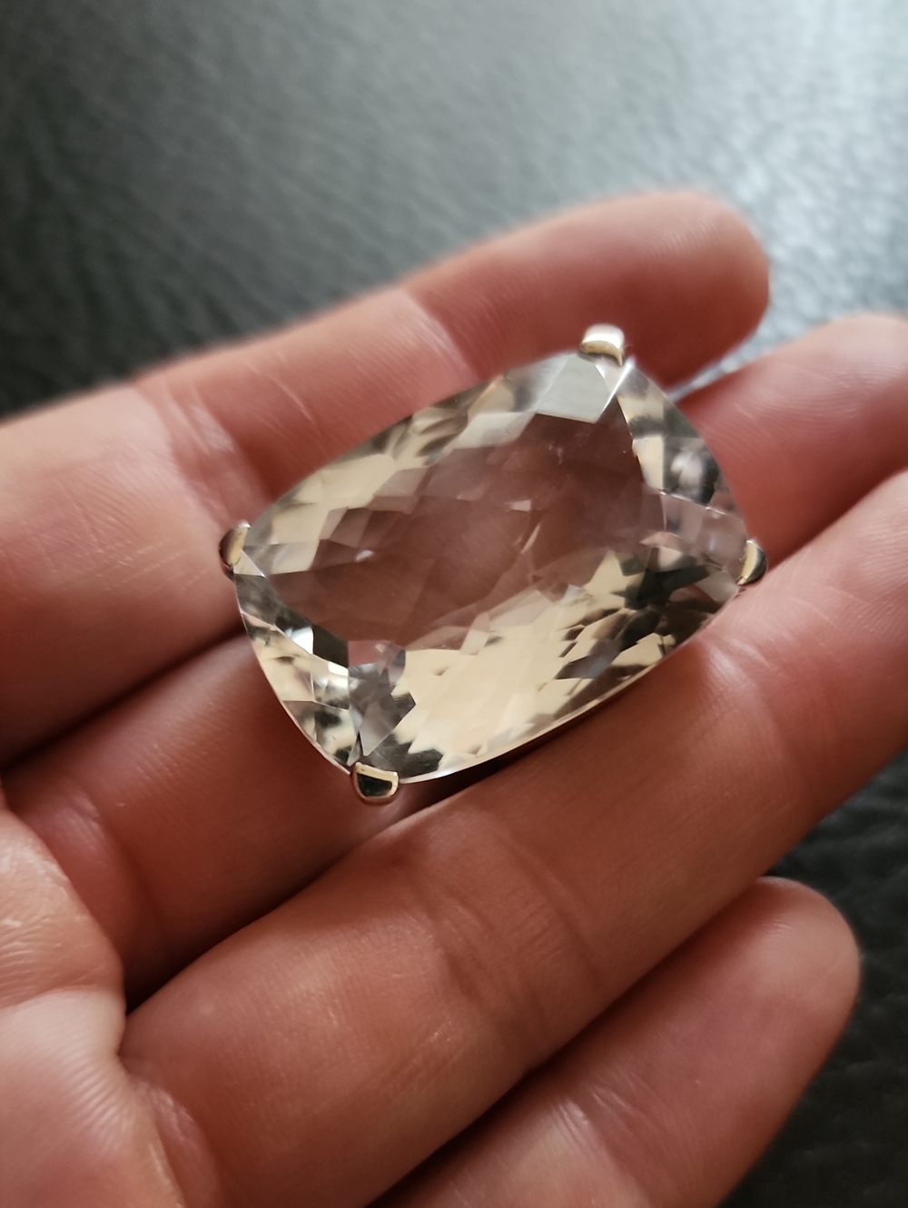 Sterling Silver Clear Quartz Cocktail Ring - Size 10 - Picture 4 of 12